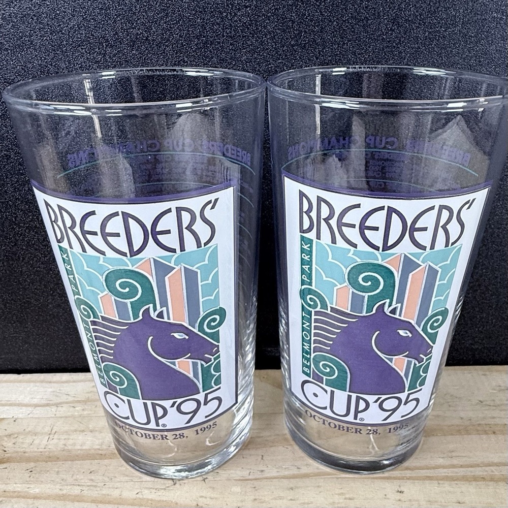 Official Breeders' Cup 1995 Champions Belmont‎ Park Souvenir Glass Lot of 2